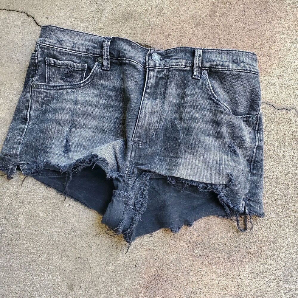 Lucky Brand The High Rise Shortie Black Denim Shorts Size 8/29